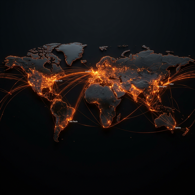 Futuristic connected world map